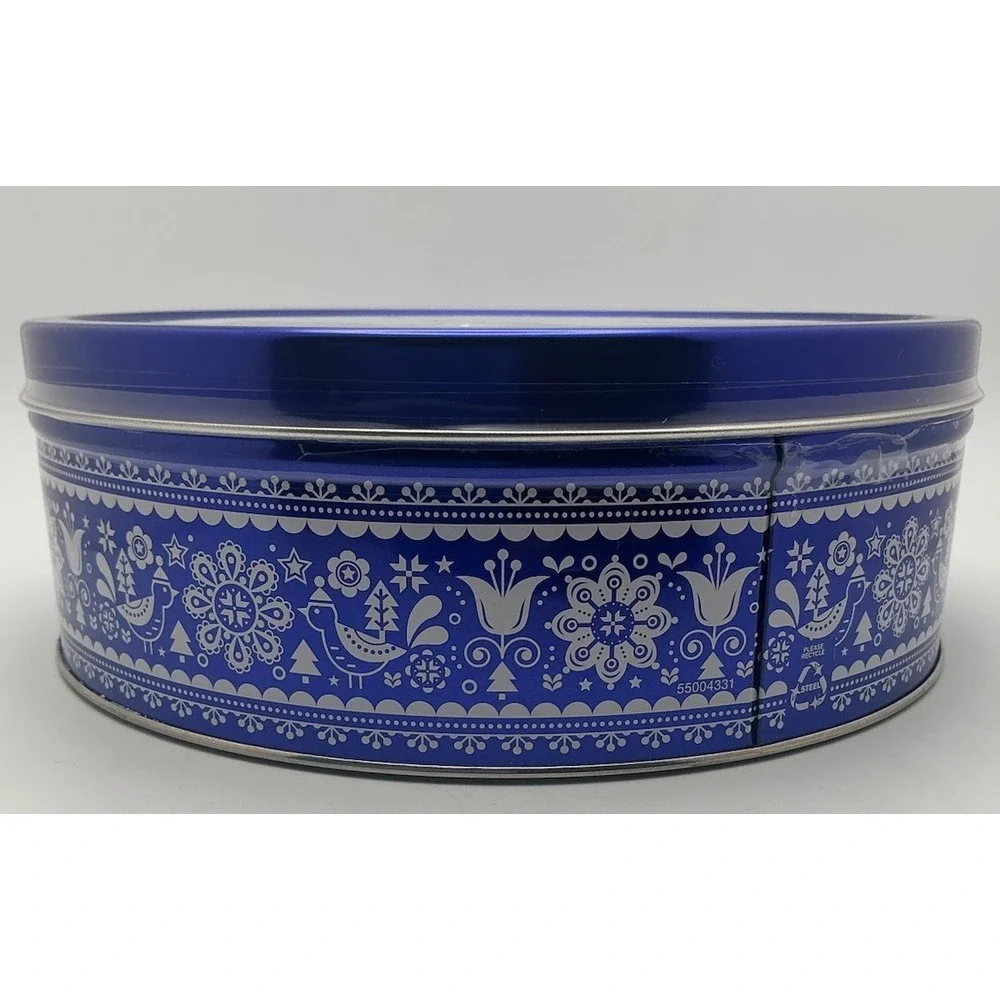 Kelsen Danish Butter Cookies Blue Holiday Tin, Windmills &Children Skating-Empty